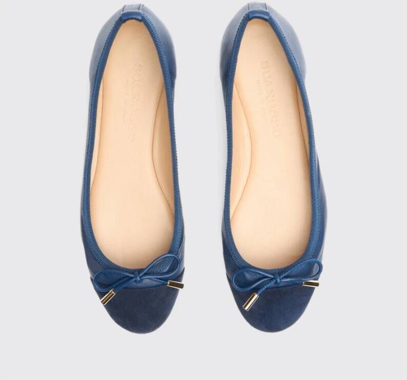 Scarosso Blauwe Carla Leren Ballet Flats Blue Dames