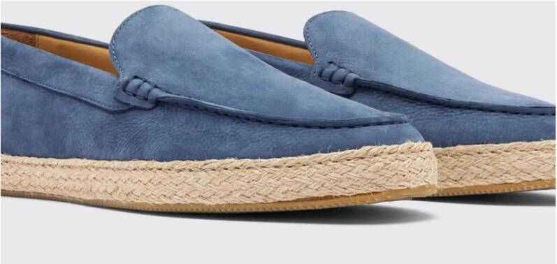 Scarosso Blauwe Nubuck Espadrille Loafers Blue Heren