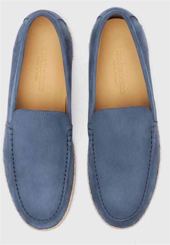 Scarosso Blauwe Nubuck Espadrille Loafers Blue Heren