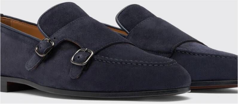 Scarosso Blauwe Suede Monkstrap Loafers Blue Heren