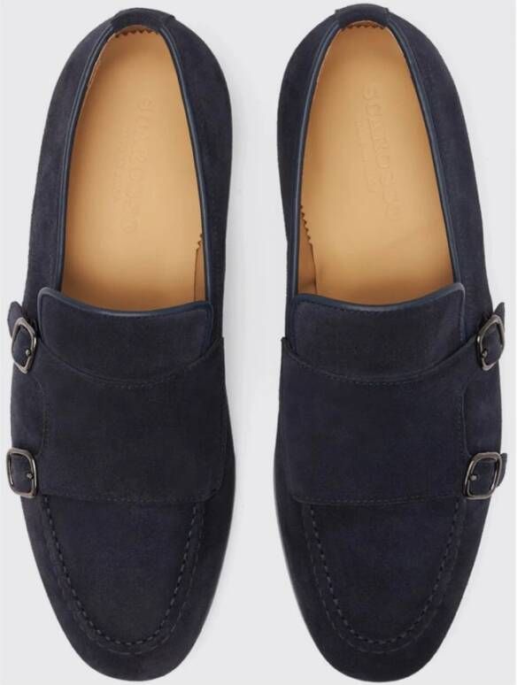 Scarosso Blauwe Suede Monkstrap Loafers Blue Heren