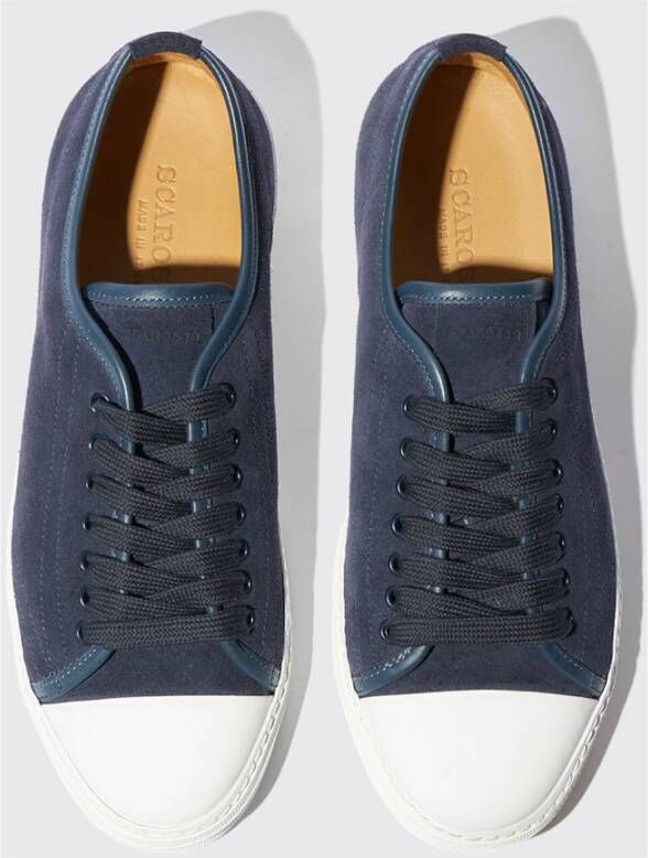 Scarosso Blauwe Suède Vetersneakers Blue Heren