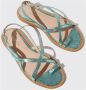 Scarosso Carol Platte Leren Sandalen Groen Dames - Thumbnail 2