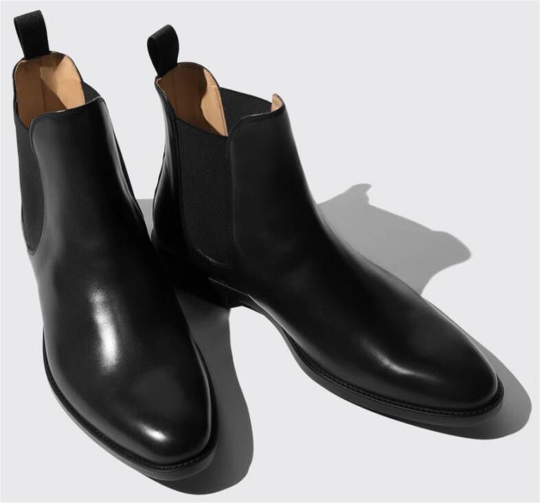 Scarosso Klassieke handgemaakte Chelsea-laarzen Zwart Heren