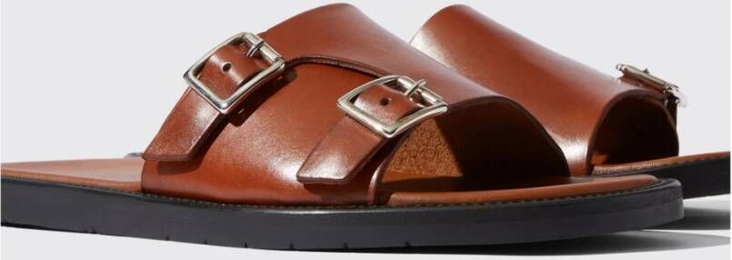 Scarosso Costantino Leren Sliders Bruin Heren