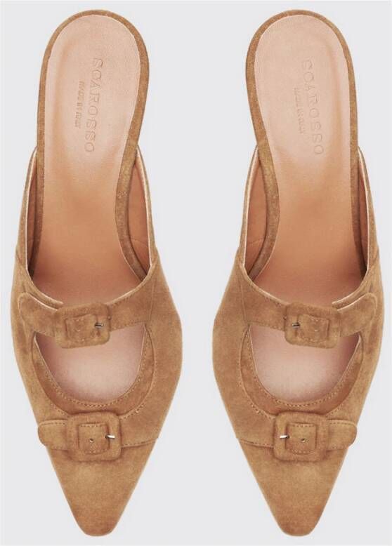 Scarosso Elegante Tan Suede Instapmuilen Brown Dames