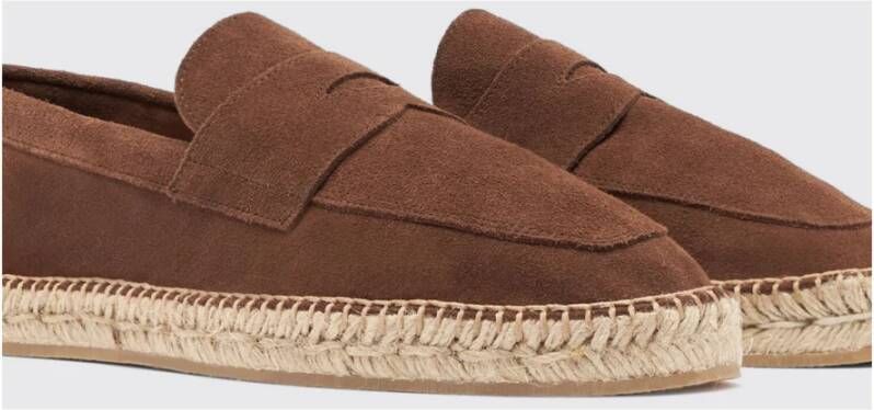 Scarosso Suede Penny Loafer Espadrilles Red Heren