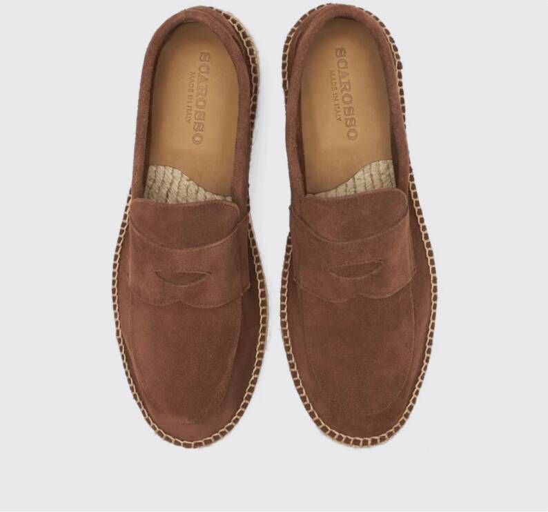 Scarosso Suede Penny Loafer Espadrilles Red Heren