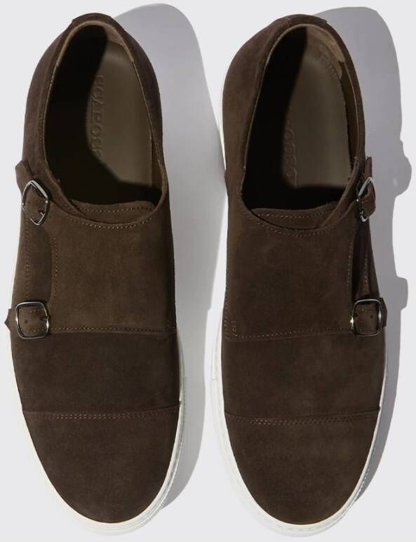 Scarosso Fabio Blauwe Monk Strap Sneakers Bruin Heren