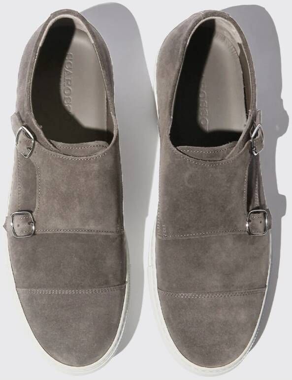 Scarosso Handgemaakte Grijze Suede Monkstrap Sneakers Grijs Heren