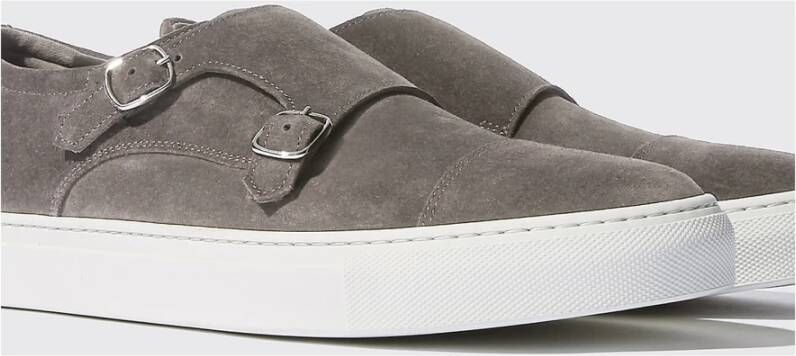 Scarosso Handgemaakte Grijze Suede Monkstrap Sneakers Grijs Heren