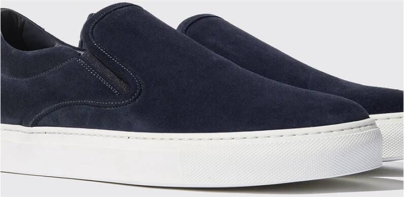 Scarosso Blauwe Suède Slip-On Sneakers Blauw Heren