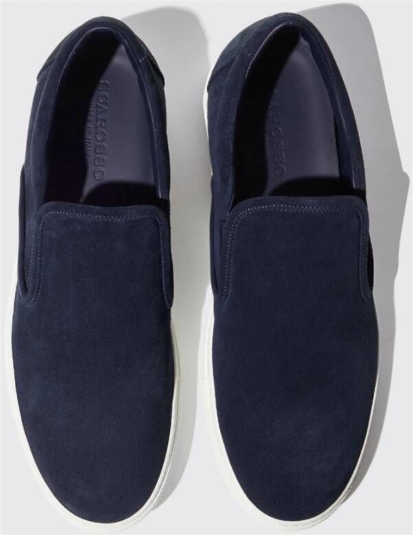 Scarosso Blauwe Suède Slip-On Sneakers Blauw Heren