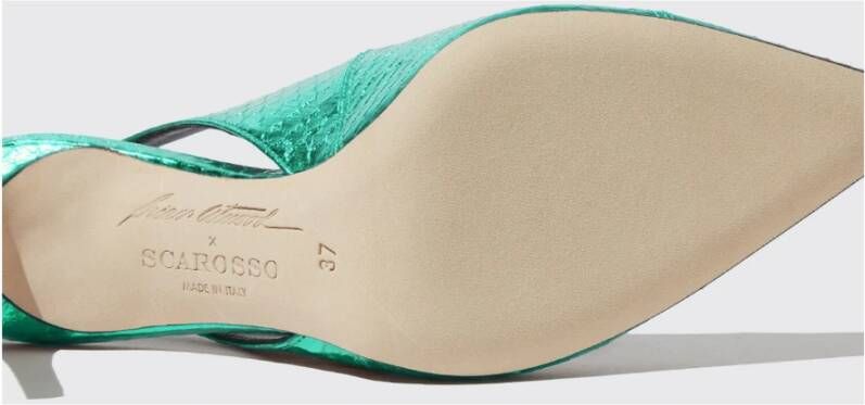 Scarosso Groene Elaphe Slingback Pumps Groen Dames