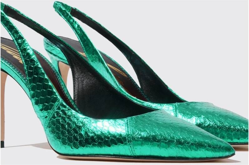 Scarosso Groene Elaphe Slingback Pumps Groen Dames