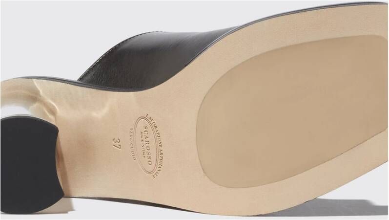 Scarosso Gwen Mules Handgemaakte Italiaanse leren sandalen Zwart Dames
