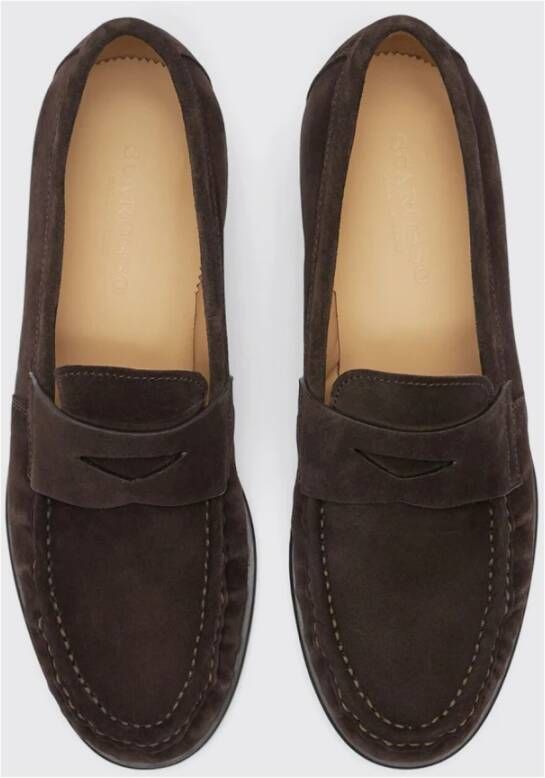 Scarosso Handgemaakte Bruine Suède Pennyloafers Brown Heren