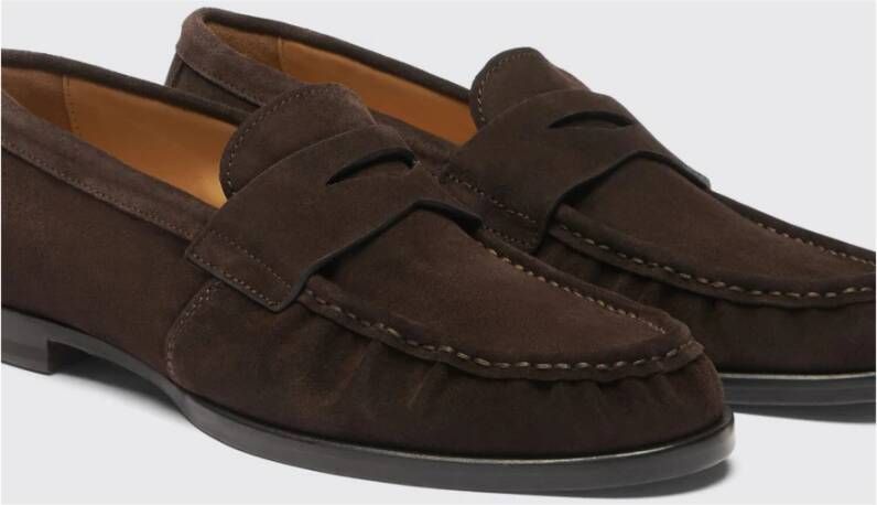 Scarosso Handgemaakte Bruine Suède Pennyloafers Brown Heren