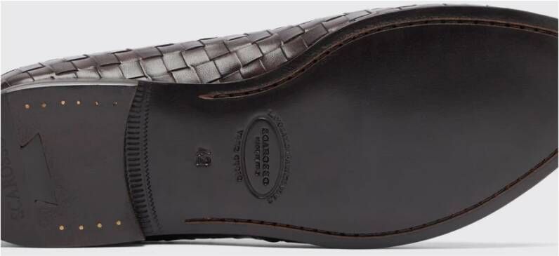 Scarosso Handgemaakte Geweven Leren Loafers Brown Heren