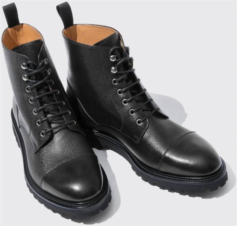 Scarosso Jackie Grain Zwarte Veterschoenen Zwart Heren