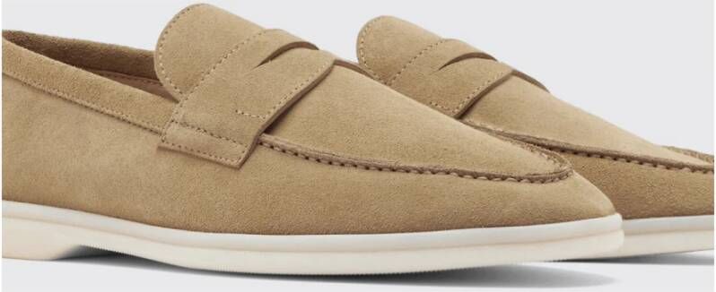 Scarosso Sand Suede Penny Loafers Beige Heren