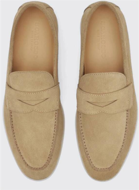 Scarosso Sand Suede Penny Loafers Beige Heren