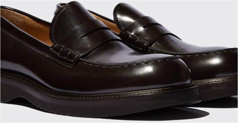 Scarosso Zwarte Geborsteld Leren Penny Loafers Black Heren