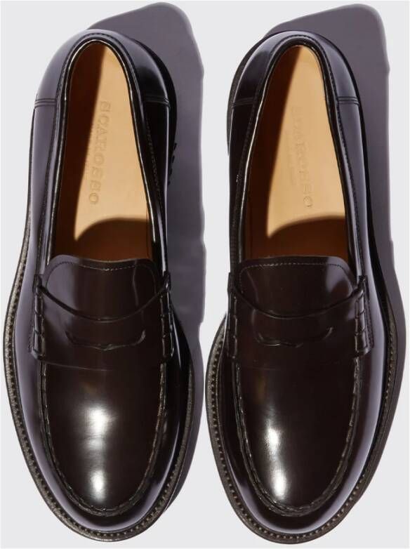 Scarosso Zwarte Geborsteld Leren Penny Loafers Black Heren