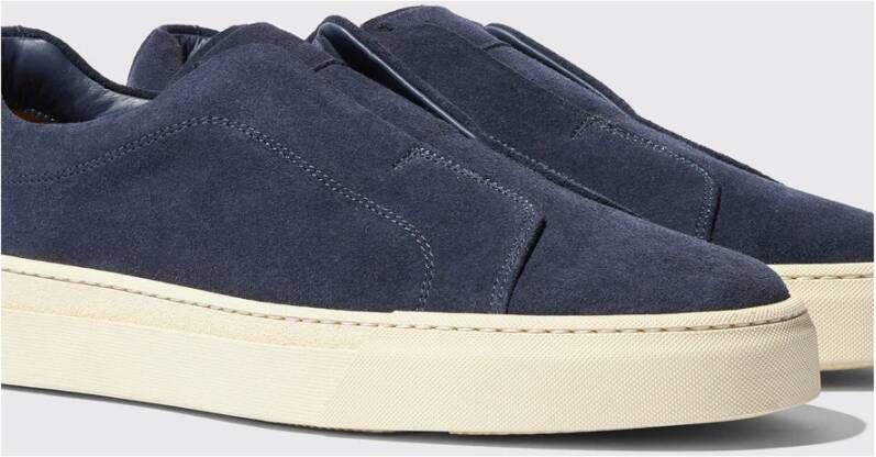 Scarosso Blauwe Suède Slip-On Sneakers Blue Heren