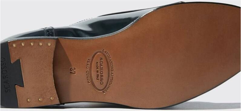 Scarosso Lucy Loafers Blauw Kalfsleer Semi Brogue