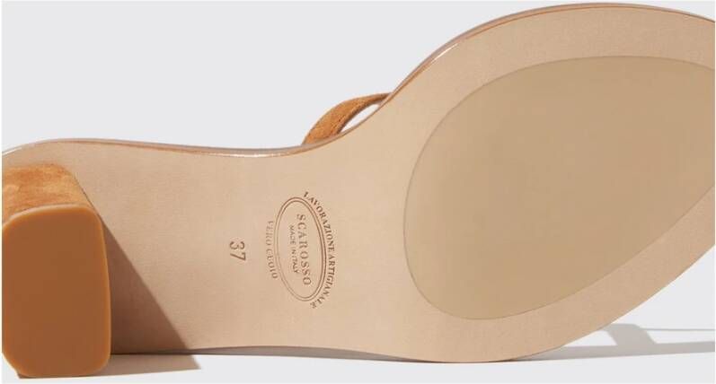 Scarosso Tan Gekruiste Band Hoge Hak Sandalen Bruin Dames