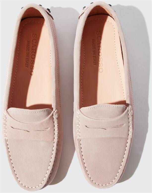 Scarosso Roze Suède Driving Loafers