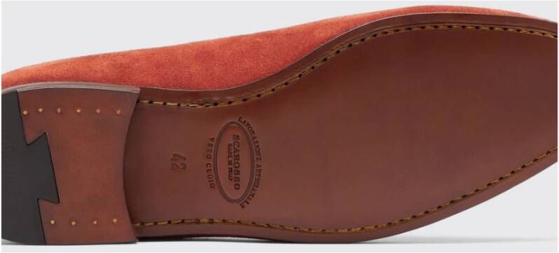 Scarosso Rust Suède Tassel Loafers Red Heren