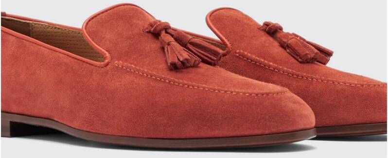 Scarosso Rust Suède Tassel Loafers Red Heren