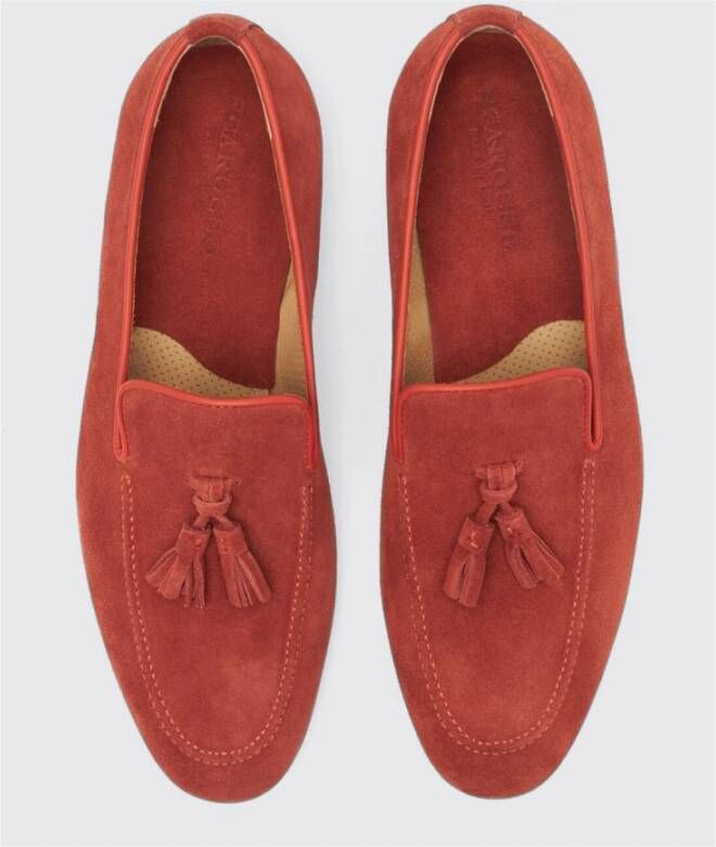 Scarosso Rust Suède Tassel Loafers Red Heren