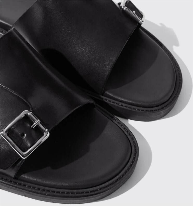 Scarosso Zwarte Leren Monkstrap Sandalen Zwart Heren