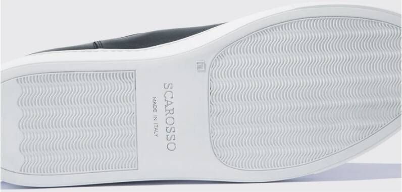 Scarosso Handgemaakte blauwe kalfsleren sneakers met uitneembare binnenzool Blauw Heren
