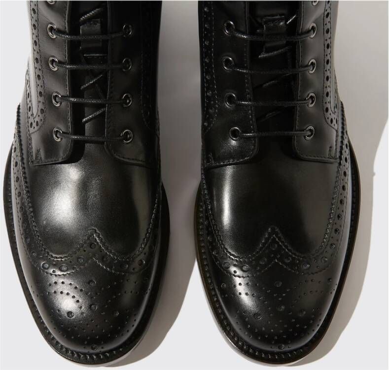 Scarosso Stefania Laarzen Handgemaakte Italiaanse Wingtip Brogue Veterschoenen Zwart Dames