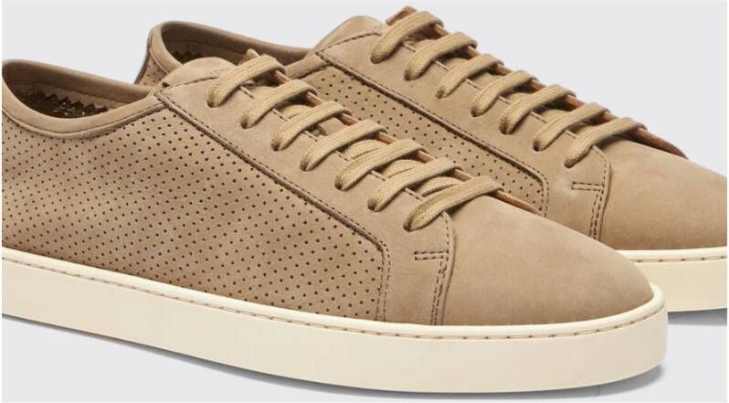 Scarosso Taupe Nubuck Leren Sneakers Beige Heren