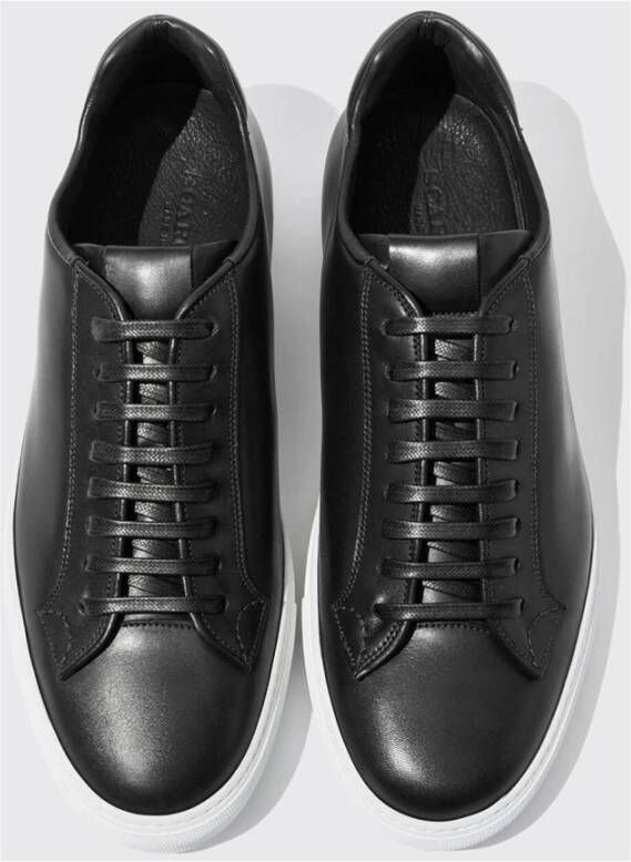 Scarosso Handgemaakte zwarte leren sneakers Zwart Heren