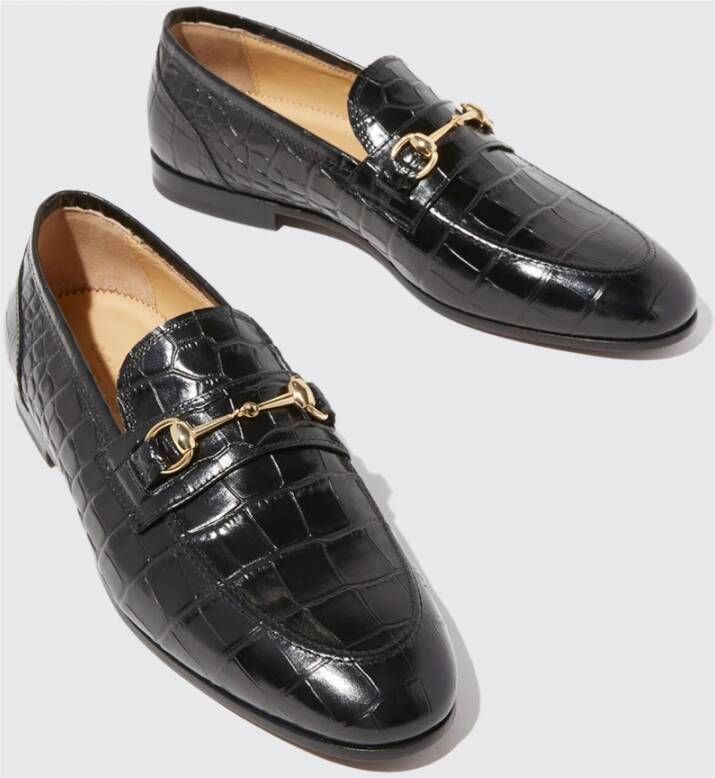 Scarosso Zwarte Croco Horsebit Loafer