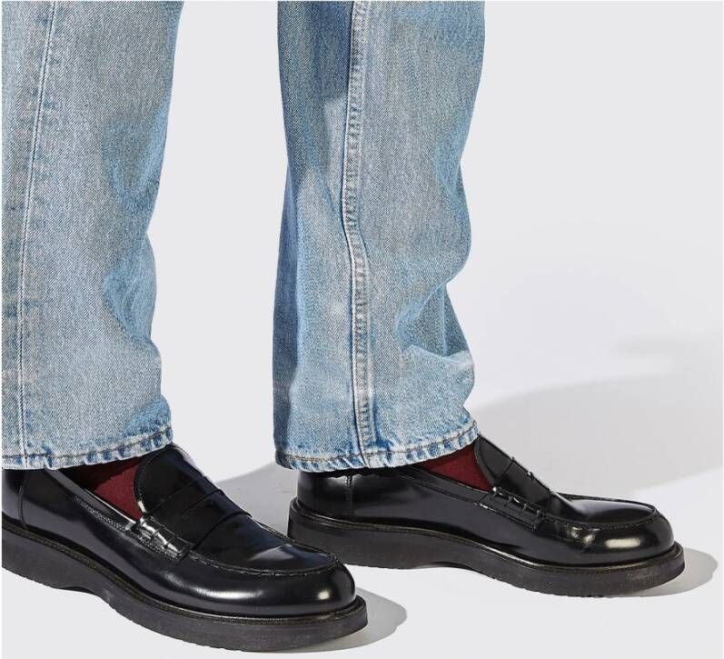 Scarosso Zwarte Leren Penny Loafers met Geborstelde Finish