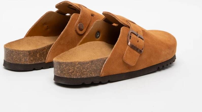 Scholl Bruine leren sandalen met verstelbare gesp