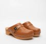 Scholl Houten Sandalen Bruin Leer Gesp Brown Dames - Thumbnail 4