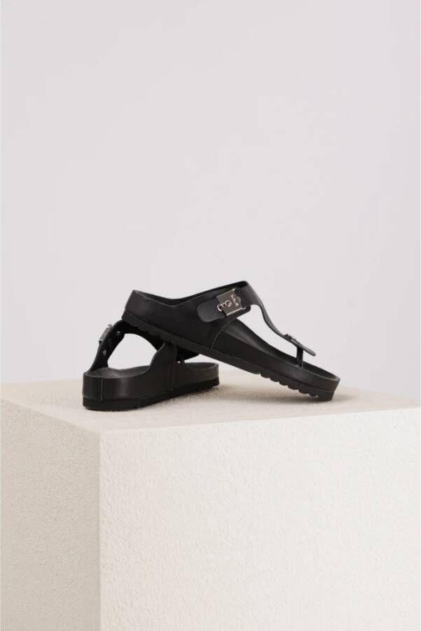 Scholl Maya Zwart Leren Slippers Black Dames