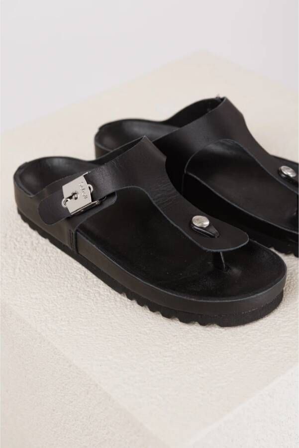Scholl Maya Zwart Leren Slippers Black Dames