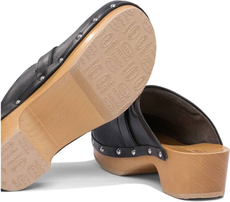 Scholl Zwarte Pumps met Houten Hak