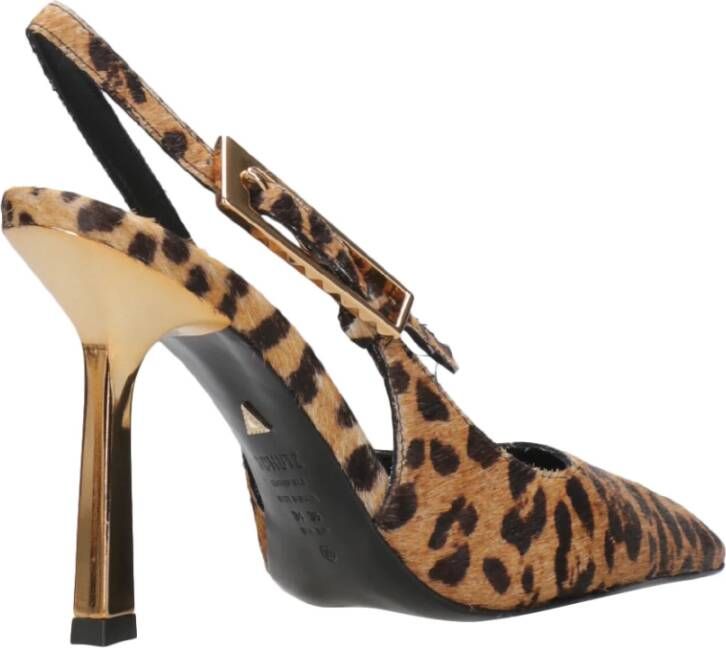 Schutz Gevlekte Paardenstaart Puntige Neus Hakken Brown Dames