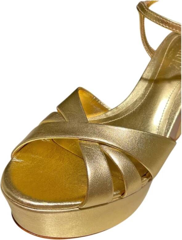 Schutz Gouden Metallic Kruisband Hoge Hak Sandalen
