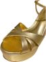 Schutz Gouden Metallic Kruisband Hoge Hak Sandalen - Thumbnail 2